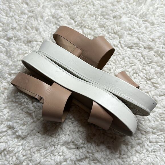 Vince Nude White Platform Thick Strap Sandals Neutral Minimalist Closet Staple - Picture 2 of 11